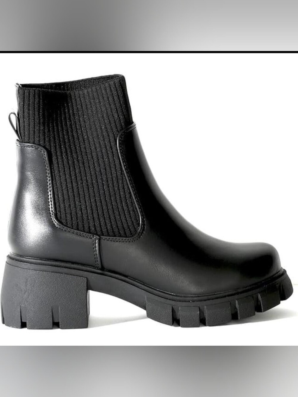 Torrid black chunky lug sole ankle boots, size 9W